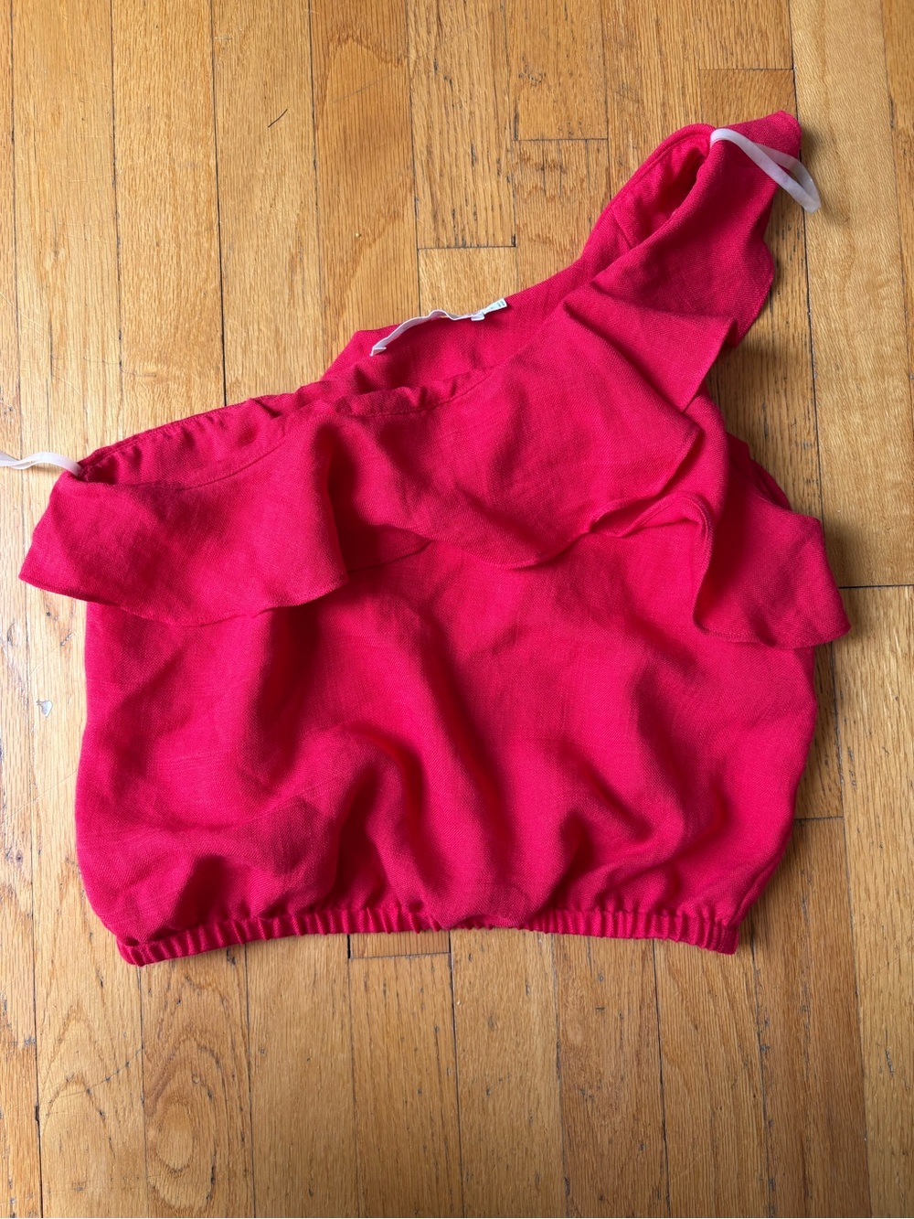 ASTR One-Shoulder Ruffle Crop Top - Red - Picture 2 of 4